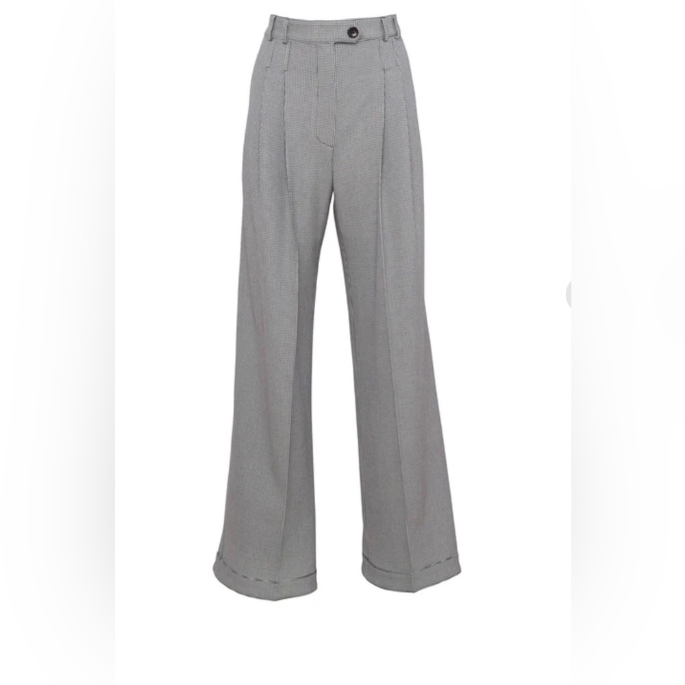 Fleur Du Mal Grey houndstooth pleated pant, size 8, tag attached, never worn